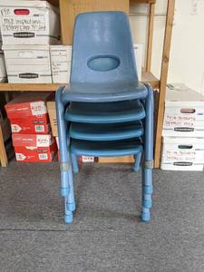 lot 7017 image: (4) Blue Plastic Chairs