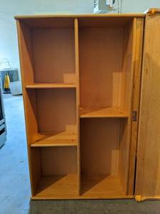 lot 7027 image: Wooden Bookshelf And Rolling Storage Cart