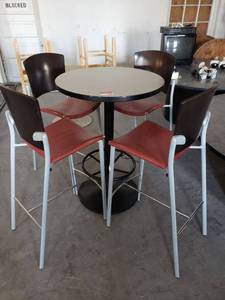 lot 7098 image: Bar table and (4) chairs