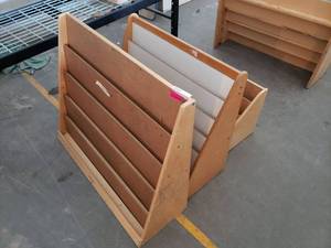 lot 7112 image: (3) wooden magazine rack