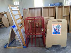 lot 7134 image: Double Sided Dry Erase Easel, Painting Drying Rack, Rolling Art Supply Cart, One Sided Dry Erase Board Easel