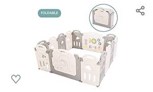 lot 4511 image: Fortella Cloud Castle Foldable Playpen, Baby Safety Play Yard with Whiteboard and Activity Wall, Indoors or Outdoors