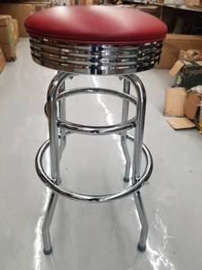 lot 4530 image: Red Chrome Bar Stool