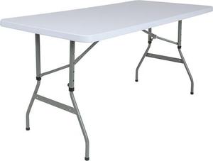 lot 4533 image: Flash Furniture 5-Foot Height Adjustable Granite White Plastic Folding Table