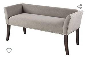 lot 4539 image: Madison Park Welburn Bedroom Solid Wood Polyester Fabric Seating Modern Style, Accent Bench Ottoman Grey