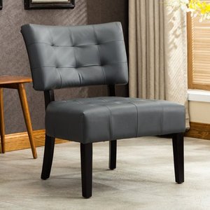 lot 4540 image: Roundhill Blended Leather Tufted Accent Chair with Oversized Seating, Multiple Colors Available
