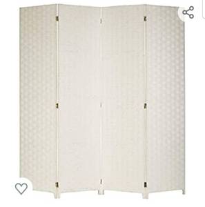 lot 4615 image: My Gift Folding Room Divider White