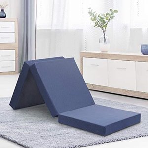 lot 4631 image: olee sleep topper tri-folding memory foam mattress, 4, grey