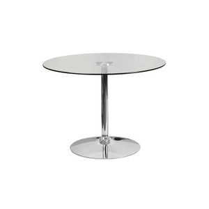 lot 4647 image: Flash Furniture 39.25 Round Glass Table with 29H Chrome Base, Clear, Clear Glass