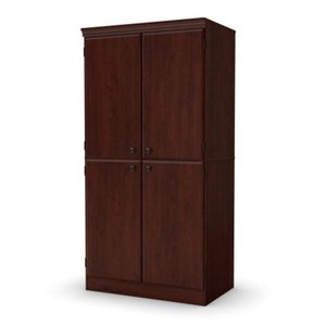 lot 4650 image: South Shore Tall 4-Door Storage Cabinet with Adjustable Shelves, Royal Cherry