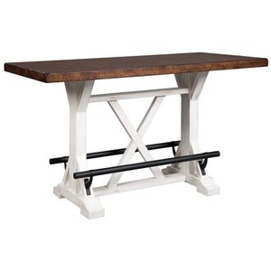 lot 4653 image: Signature Design By Ashley - Valebeck Rectangular Dining Room Counter Table - Casual Style - WhiteBrown
