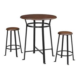 lot 4656 image: Dorel Living Montgomery 3 Piece Round Pub Set in Dark Mahogany