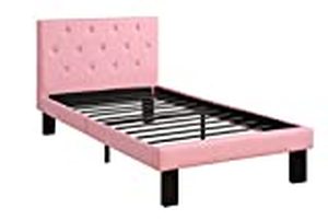 lot 4661 image: Poundex Upholstered Platform Bed, Twin, Multiple Colors