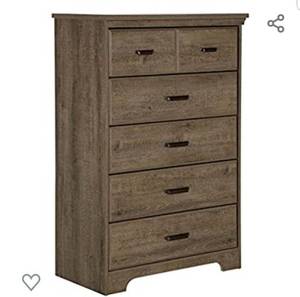 lot 4673 image: South Shore Versa Collection 5-Drawer Dresser, Weathered Oak with Antique Handles