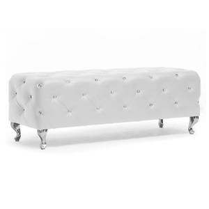 lot 4675 image: Stella Crystal Tufted Leather Modern Bench - White - Baxton Studio