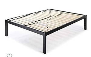 lot 4678 image: Mellow 18 inch Heavy Duty Steel Platform Beds wWood Slat Mattress Foundation, Full, Black