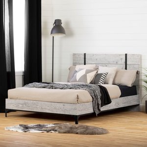 lot 4703 image: South Shore Valet Platform Bed with headboard-Queen-Seaside Pine and Ebony
