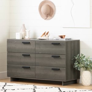lot 4708 image: South Shore Cavalleri 6-Drawer Double Dresser, Gray Maple