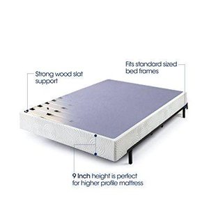 lot 4714 image: zinus 9 inch high profile metal smart box spring  mattress foundation  wood slat support  easy assembly, queen