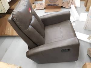 lot 4718 image: Grey Leather Rocking Swivel Recliner