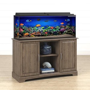 lot 4724 image: Ameriwood Home Harbor 50 - 75 Gallon Aquarium Stand, Rustic Oak