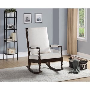 lot 4733 image: Acme Tristin Rocking Chair in Cream Fabric, Multiple Colors