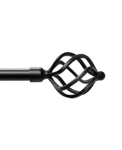 lot 4750 image: Chicology Curtain Rod Modern Farmhouse Twisted Cage Finial, Extends 66 to 120