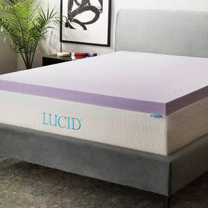lot 4766 image: Lucid 3 Lavender Infused Memory Foam Mattress Topper Queen