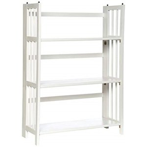 lot 4794 image: Casual Home 3-Shelf Folding Stackable Bookcase (27.5 Wide)-White