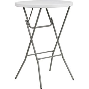 lot 4802 image: Flash Furniture 2.6-Foot Round Granite White Plastic Bar Height Folding Table