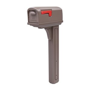 lot 4807 image: Gibraltar Classic Plastic Mailbox and Post Combo with Double Door - Mocha