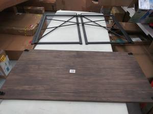 lot 4813 image: Writing Computer Desk Modern Simple Study Desk Industrial Style Folding Laptop Table for Home Office Notebook Desk Brown Desktop Black Frame