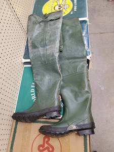 lot 109 image: proline rubber hip wader boots green size 10
