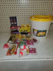 lot 165 image: Minow bucket plus tackle box filler Soft bait, Lures, and More