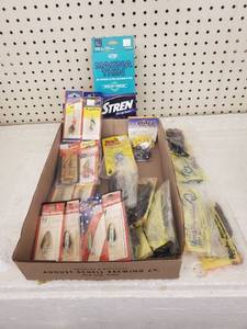 lot 191 image: Tackle box filler - Small Spoons - Soft baits - Line - and More