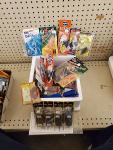 lot 268 image: Big variety box with 5 qt cooler Spinners - Lures - Grass Frogs and more