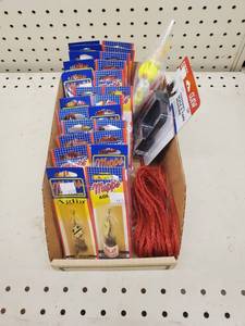 lot 409 image: Mepps spinner lot size 0-1 with scale bobbers and stringer