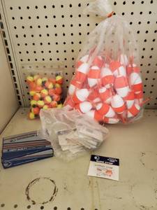 lot 577 image: Bobbers and bobber stops - Clear weighted bobbers