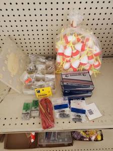 lot 611 image: Full tackle box - 50ct bobbers - 2 cases clear weighted bobbers and more