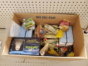 lot 612 image: 2 bait coolers - floating Fish-N-Lite- Soft bait- minnow net and more