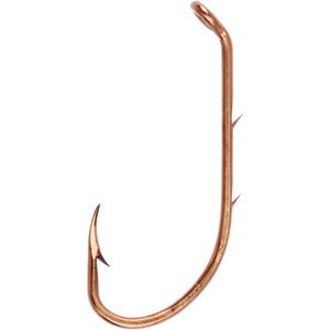 lot 671 image: Lot of Eagle Claw Baitholder Down Eye 2-Slice Offset Hook, Bronze, 50 Packs