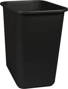 lot 8095 image: Storex Medium Waste Basket, 15 x 10.5 x 15 Inches, Black, Lot of 5