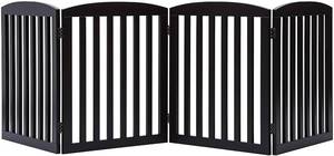 lot 8096 image: PAWLAND Wooden Freestanding Foldable Pet Gate for Dogs, 24 inch 4 Panel Step Over Fence, Dog Gate for The House, Doorway, Stairs, Extra Wide