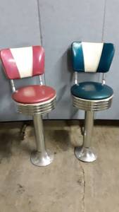 lot 1299 image: 2 vintage bar high ice cream diner chairs