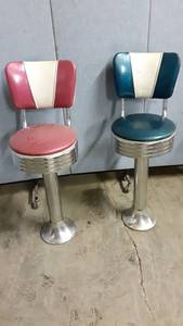 lot 1300 image: 2 vintage bar high ice cream parlor chairs diner