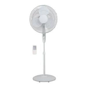 lot 1981 image: Pelonis FS40-8JR 16 White 3-Speed Oscillating Pedestal Fan with Remote, 2 pack