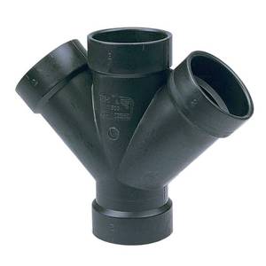 lot 8922 image: NIBCO 4 in. x 4 in. x 3 in. x 3 in. ABS DWV All-Hub Double Wye, Black
