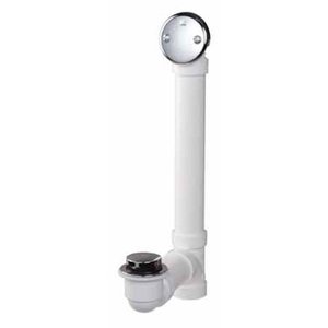 lot 8948 image: Keeney 630PVC Foot Lock Stop Style Bath Drain Kit with Schedule 40 Tubing, Chrome