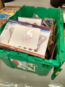 lot 9602 image: box of miscellaneous ace items bulbs paper bag