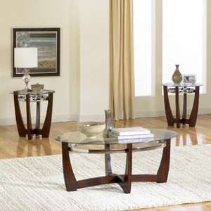 lot 468 image: Standard Furniture Apollo 2-Pack Accent Tables, Cherry Brown